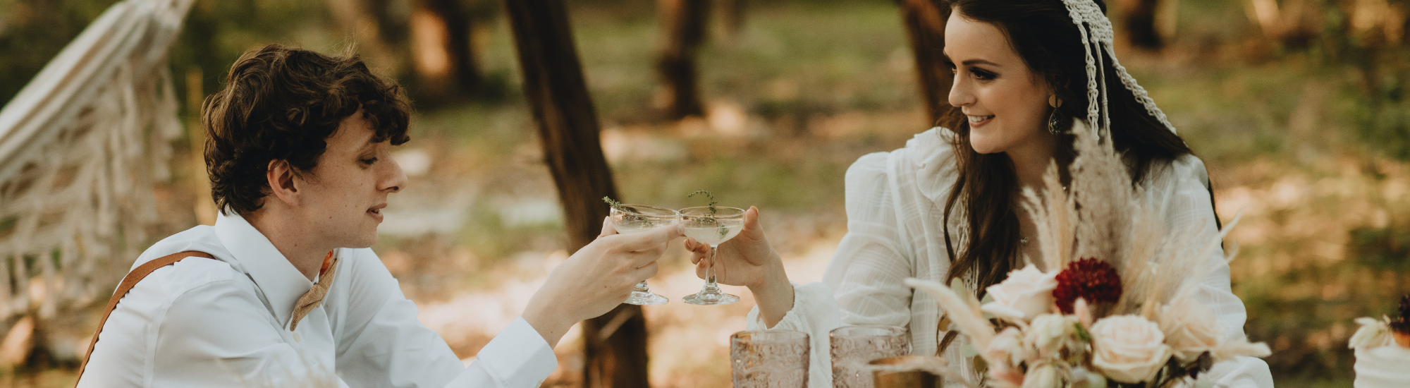 a couple toasting